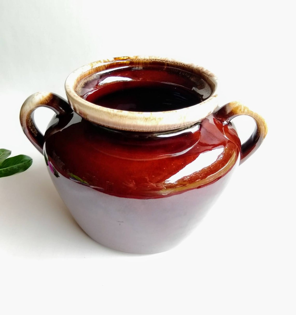 Vintage Mccoy Brown Drip Glaze Bean Pot 342 Brown Bean Pot Etsy