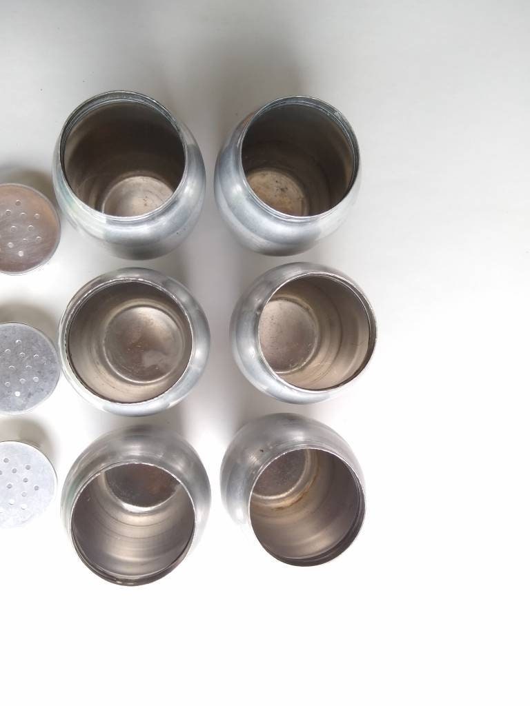 ヴィンテージアルミスパイスジャー、ねじ込み式シェーカートップ