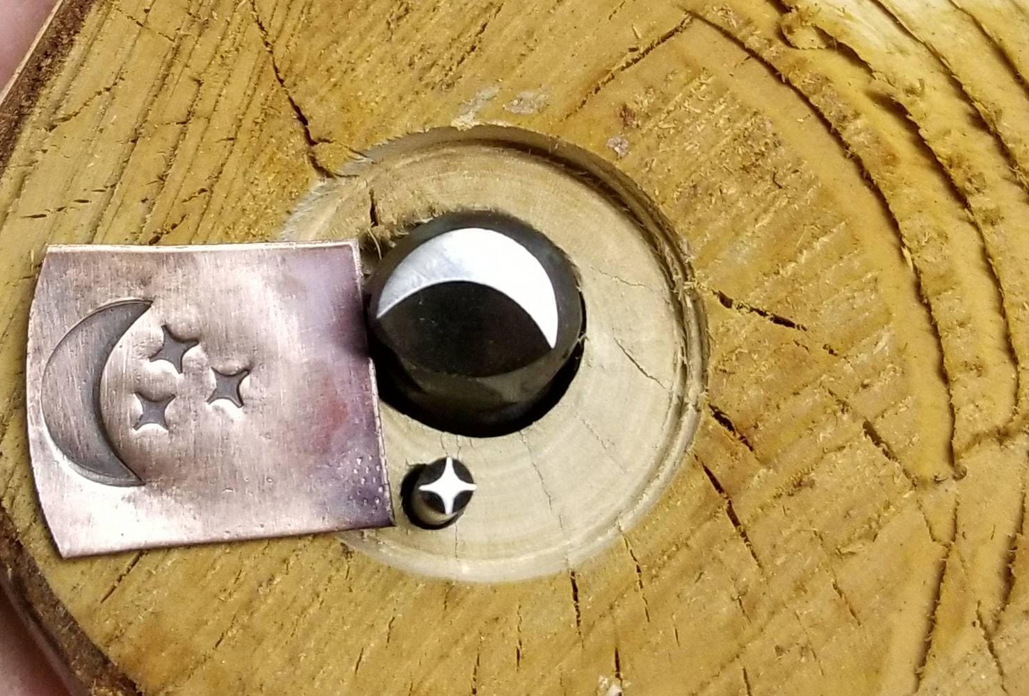 Quarter, Crescent, moon. Metal stsmp. Handmade, Metalstamp, Stamping,…