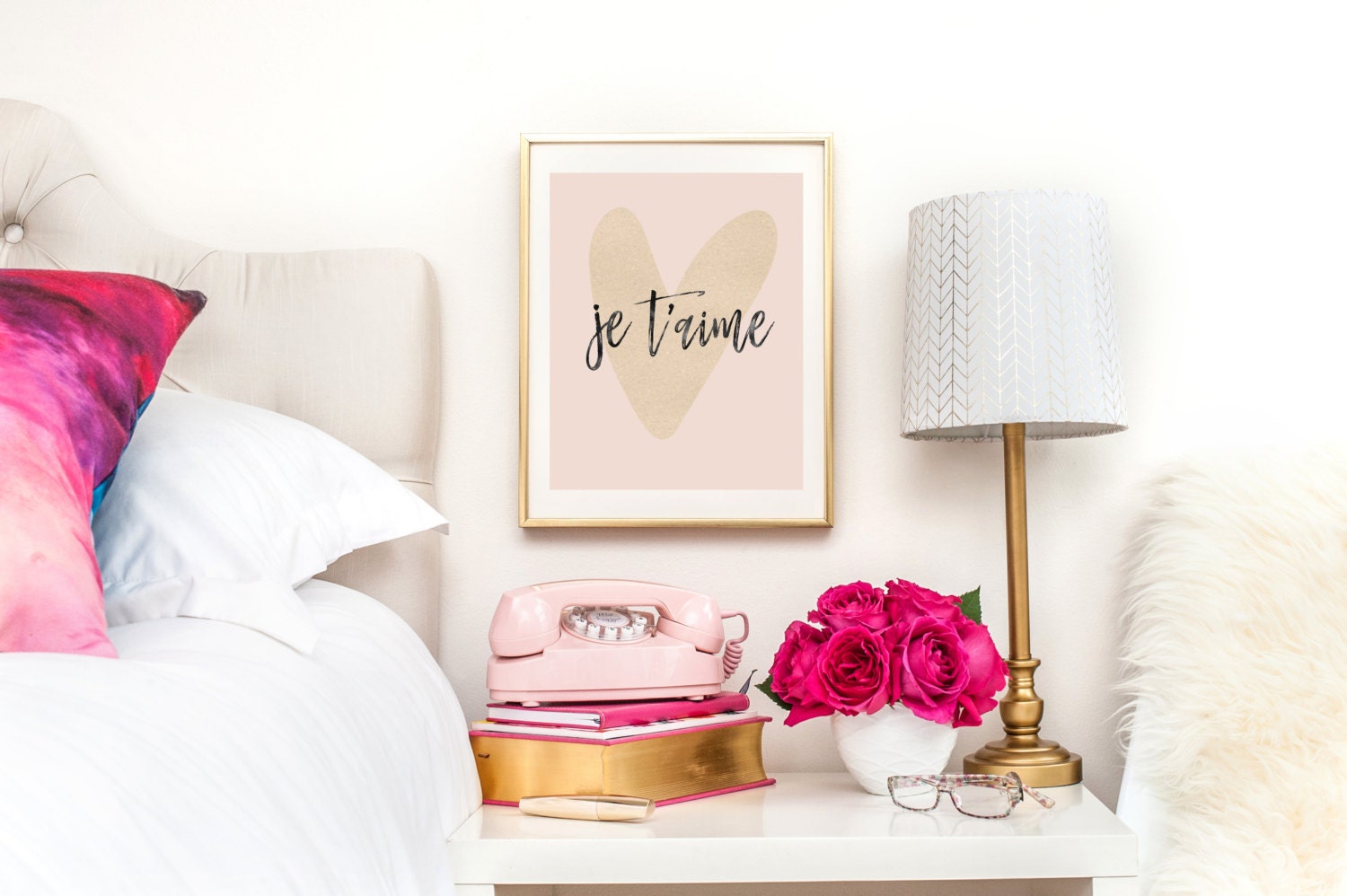 Je T'aime Gold Heart Art Print or Poster Digital Download - Etsy