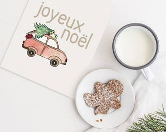 Joyeux Noël Kunstdruck | Aquarell Kunstdruck | Weihnachten-Wand-Kunst | Urlaub Winter Kunstdruck | Digitaler Download Kunst