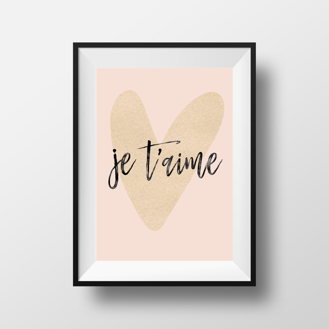 Je T'aime Gold Heart Art Print or Poster Digital Download - Etsy