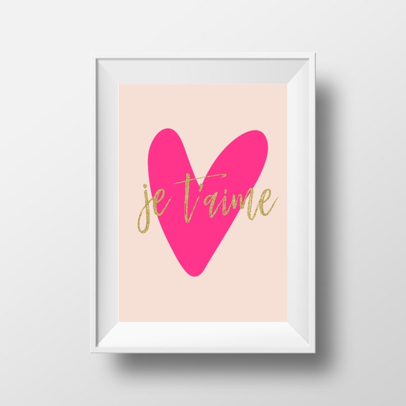 Je T'aime French Art Print Digital Download good for Valentine's Day - Etsy