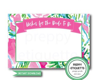 The Lilly Fushia Bridal Shower Game, Bachelorette Party,Southern  Shower Game, Wishes for Bride Shower Game,Bride and Groom Game, Stag & Hen