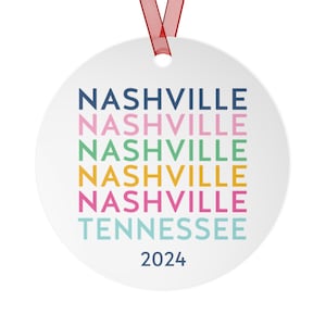 Metal Nashville Ornament, Nashville TN 2024, Girl&#39;s Weekend Gift, Christmas Tree Decoration, Holiday Souvenir, Bachelorette Weekend, TN gift