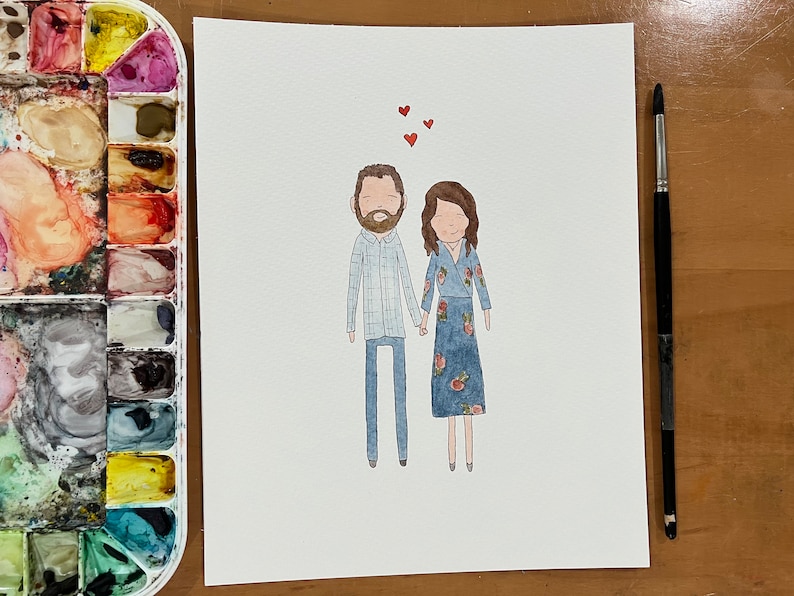 WATERCOLOR FAMILY PORTRAIT Stick Figures Painting image 10