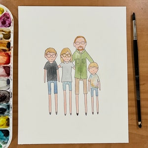 WATERCOLOR FAMILY PORTRAIT Stick Figures Painting image 5