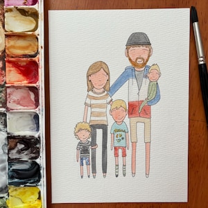 WATERCOLOR FAMILY PORTRAIT Stick Figures Painting
