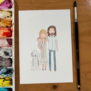 WATERCOLOR FAMILY PORTRAIT Stick Figures Painting image 4