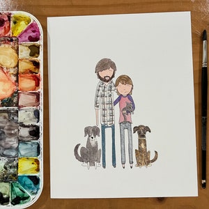 WATERCOLOR FAMILY PORTRAIT Stick Figures Painting image 8