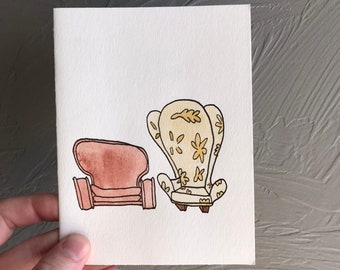 Hand Painted Watercolor Card, Unique Greeting Card, Thinking of You Card, Handmade Card, Love Card, Carl and Ellie Disney