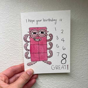 Numberblocks birthday card Octoblock 8th birthday