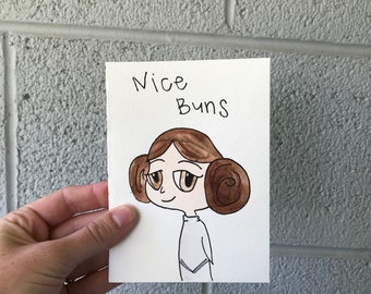 ANNIVERSARY, WEDDING, VALENTINE handmade card- Star Wars Nice Buns Princess Leia