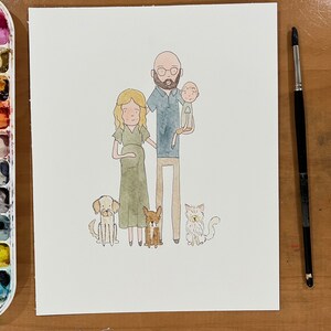 WATERCOLOR FAMILY PORTRAIT Stick Figures Painting image 3