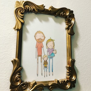 WATERCOLOR FAMILY PORTRAIT Stick Figures Painting