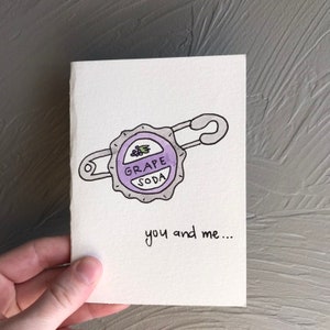 AQUARELL GRUSSKARTE Grape Soda Pin Carl and Ellie Disney Up!