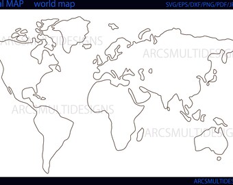 World Map Outline Etsy