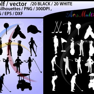 golf / golf SVG / golf silhouette / golf clipart / printable golf players / golf game set / EPS / PNG file /High Quality Vector / Dxf