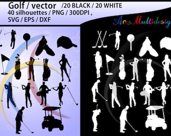 golf / golf SVG / golf silhouette / golf clipart / printable golf players / golf game set / EPS / PNG file /High Quality Vector / Dxf