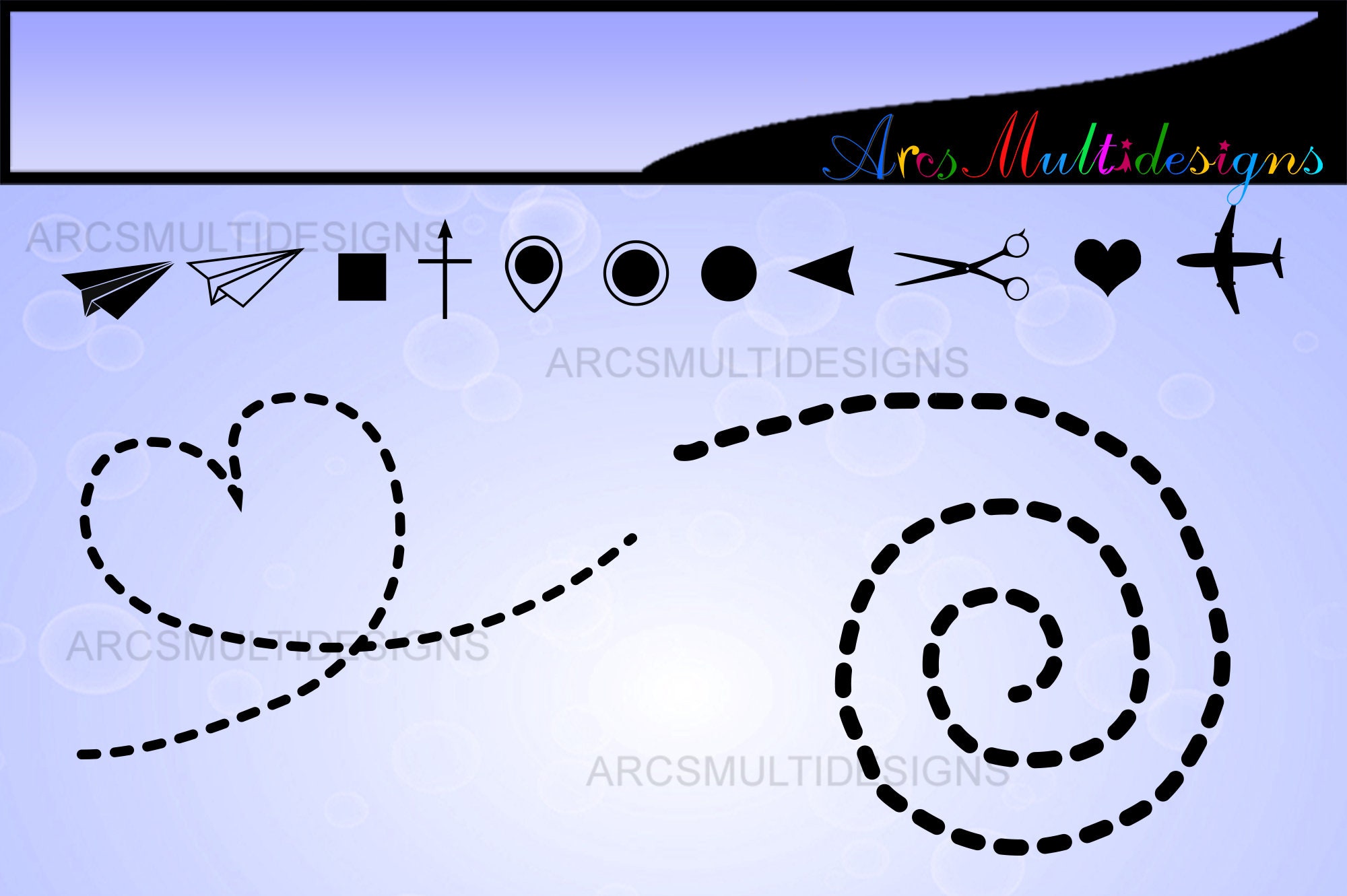 Dashed Line SVG Vector Set: Dotted Line Graphics (digital Download) - Etsy