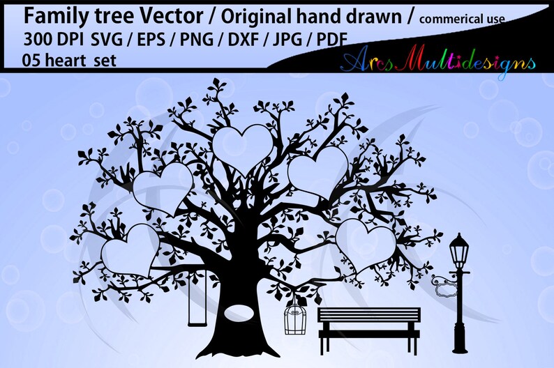 Download Instant Download Clip Art Digital Print At Home 5 Hearts Family Tree Svg Jpg Pdf Png Template Commercial Use Hand Drawn Family Tree Clip Art Art Collectibles Jewellerymilad Com