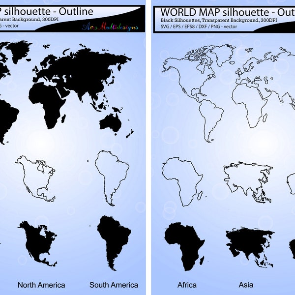 world map svg silhouette / world map outline /map silhouette / SVG / EPS / PNG / Africa map / Asia map / australia map / Europe map /america