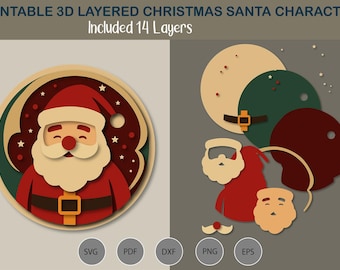 3d Layered Christmas Santa (Digital Download)