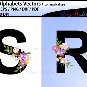 Floral Alphabet SVG Bundle / Floral Alphabet clipart / Letters with Flowers / Wedding floral clipart image 4