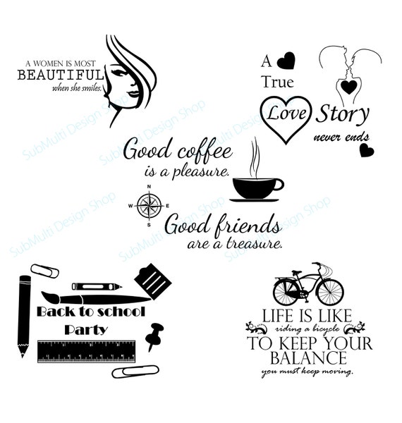 coffee svg cuttiing file / back to school svg cut file / love svg cut file / beautiful svg quote / /SVG / quotes / love silhouette / 05 set Il_570xn