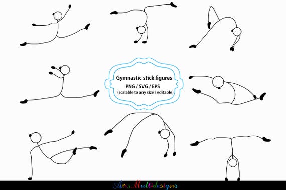 Download Gymnastics Stick Figure Svg Stick Figure Clipart And Silhouette Gymnastics Printable Vector File Black And White Svg Png Eps By Arcsmultidesignsshop Catch My Party