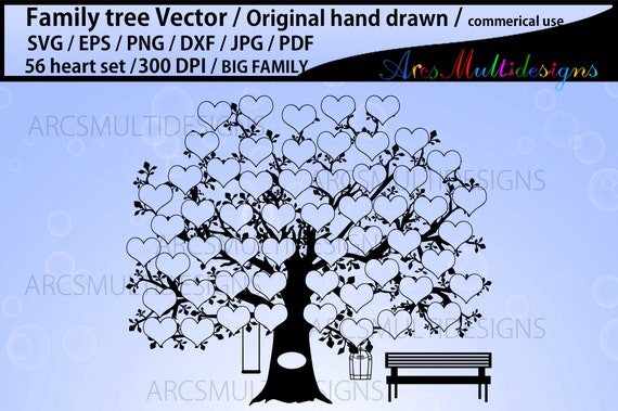Download 56 Hearts Family Tree Svg Eps Dxf Png Pdf Jpg Own Hand Drawn Family Tree Svg Vector Commerical Personal Use By Arcsmultidesignsshop Catch My Party