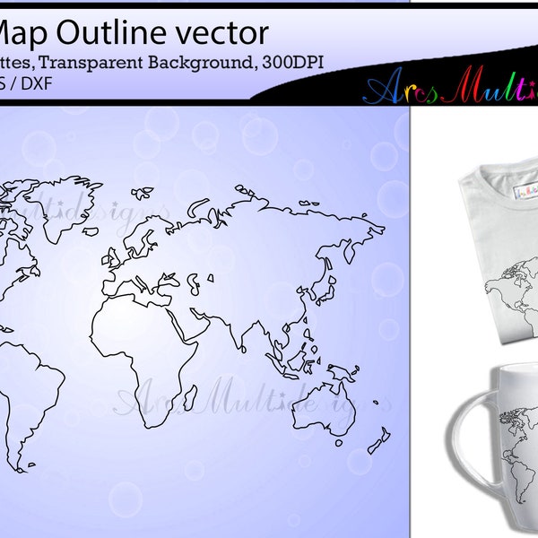 World Map outline / world map outline vector / world map outline svg / world map outline silhouette