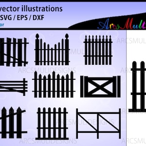 Fence svg / Fence silhouette svg / Fence vector cutting files / picket fence / farm fence / wood fence