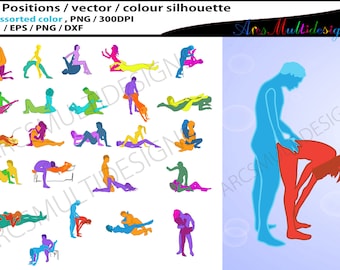 Sex silhouette / assorted color sex position / Sex SVG file /EPS / PNG / sex position / position silhouette /  printable best selling svg