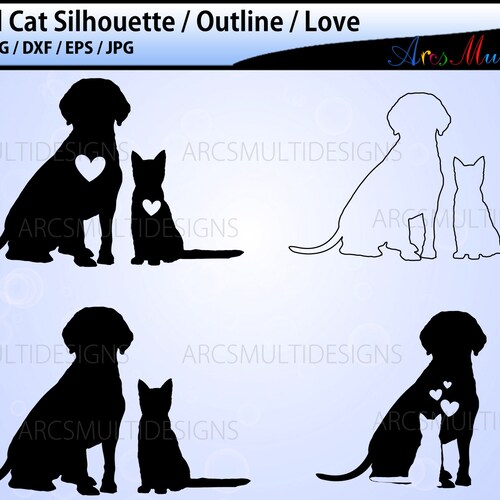 Dog and Cat SVG / Dog and Cat Outline SVG / Vector Sets / Dog Etsy
