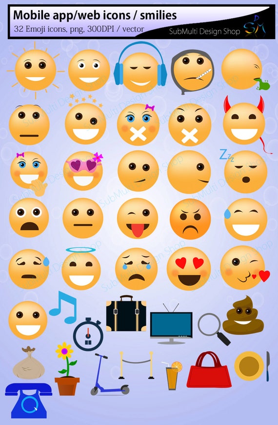 Social media emoji / High Quality / emoji / emoji design / commercial use / PNG / SVG templates / mobile app / custom emoji / vector Il_570xn