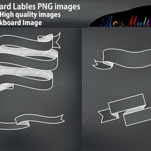 Blackboard banners silhouette / Chalkboard banners PNG files / BlackBoard Labels / Chalkbaord Labels / Empty Labels / Scroll Clip Art image 2