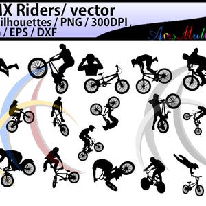 Silhouette de pilote de bmx / BMX Rider svg / pilotes de bmx / cycle bmx / cliparts de pilote de bmx / vecteur de pilote de bmx / balade à vélo / SVG / EPS / Png / DXf