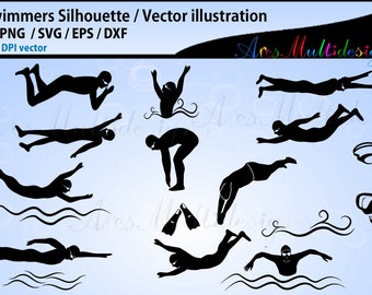 Swimmers SVG silhouette Bundle, swimmer SVG bundle, swim cut file, swimmers vector silhouette