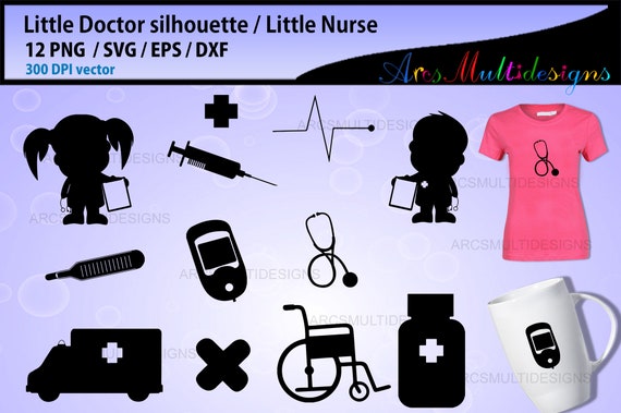 Download Little Doctor Clipart Silhouette Little Nurse Clipart Silhouette Vector Svg Eps Dxf Png By Arcsmultidesignsshop Catch My Party