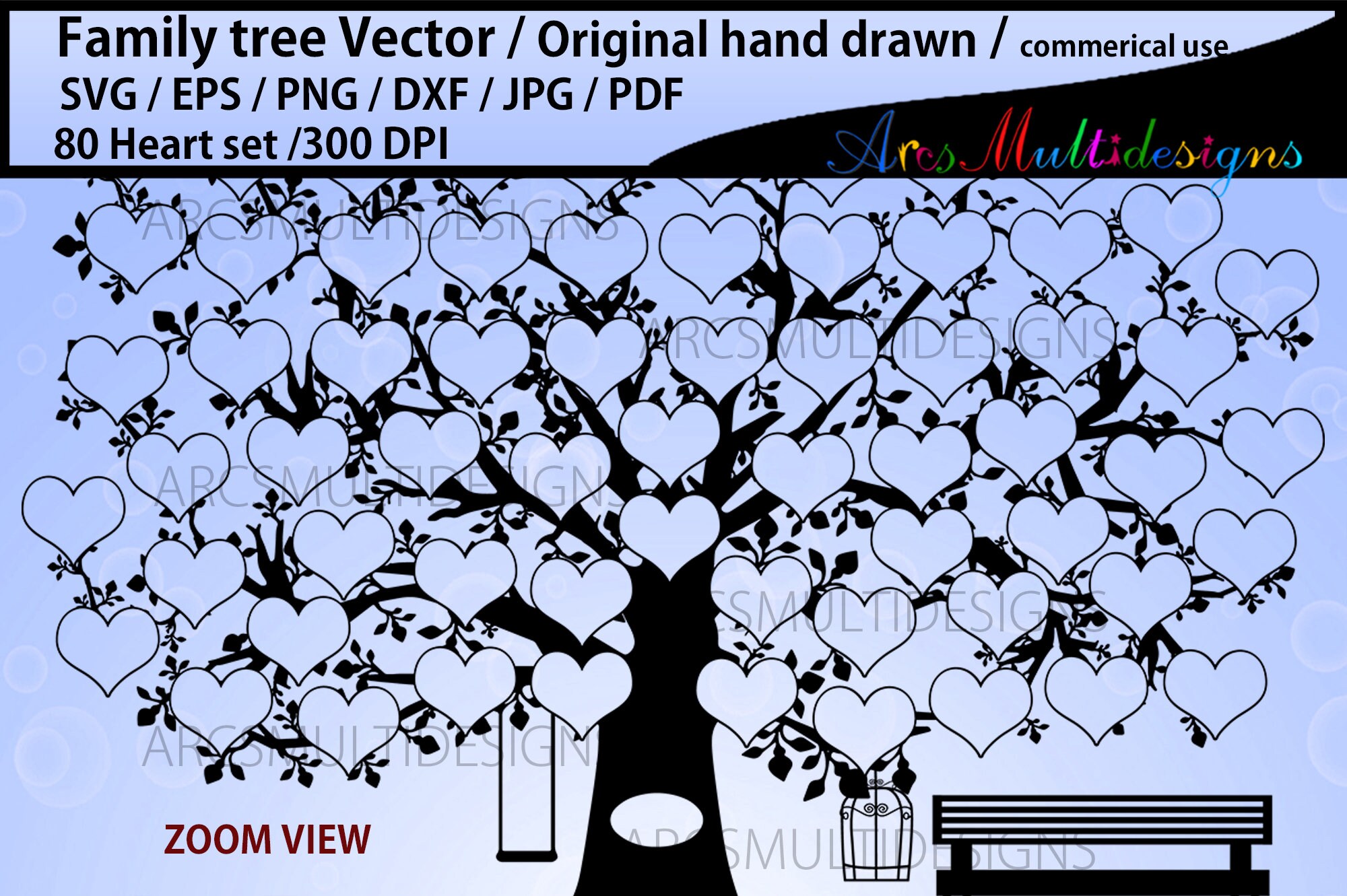 Family Tree Svg 80 Members Family Tree / 80 Names Family