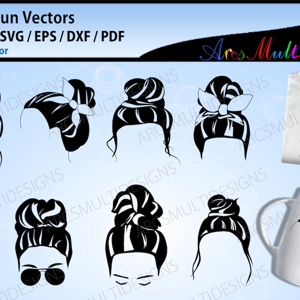 Messy bun hairstyle SVG / messy bun svg / messy bun hair silhouette / messy bun silhouette