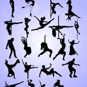siluetas de bailarina / HQ / SVG / PDF / Png / Dxf / silhouettes / vector bailarinas parejas / bailarinas / bailarinas masculinas / descarga instantánea