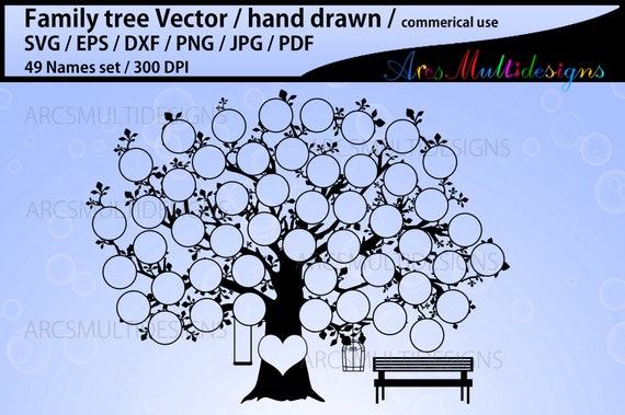Download 49 Names Family Tree Template 49 Spots Family Tree Vector Hand Drawn Tree Svg Vector Commerical Personal Use By Arcsmultidesignsshop Catch My Party