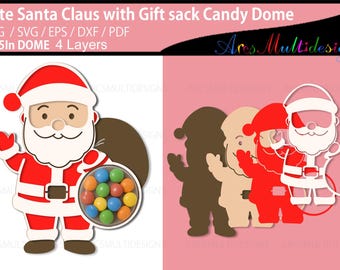 Santa Claus with gift sack candy dome holder (Digital Download)