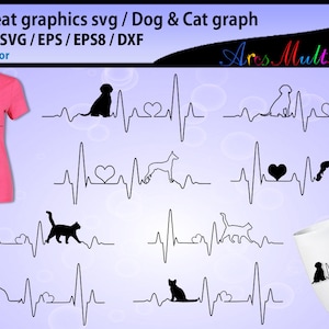 hartslag graphics en illustratie/hartslag grafiek SVG/beats SVG vector/hond hartslag SVG/kat hartslag SVG