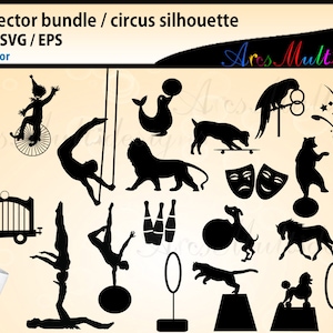 Circus SVG bundle, Circus silhouette vector, circus vector bundle, circus tent svg, EPS, SVG, Png, Dxf