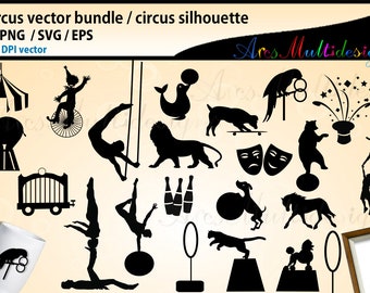 Circus SVG bundle, Circus silhouette vector, circus vector bundle, circus tent svg, EPS, SVG, Png, Dxf