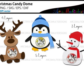 Christmas Candy Dome svg bundle / Christmas Candy dome / snowman candy dome / deer candy dome / penguin candy dome