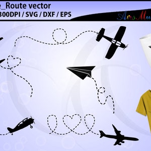 Airplane SVG / airplane route svg / airplane silhouette / airplane dotted line svg / let&#39;s go svg / airplane vector